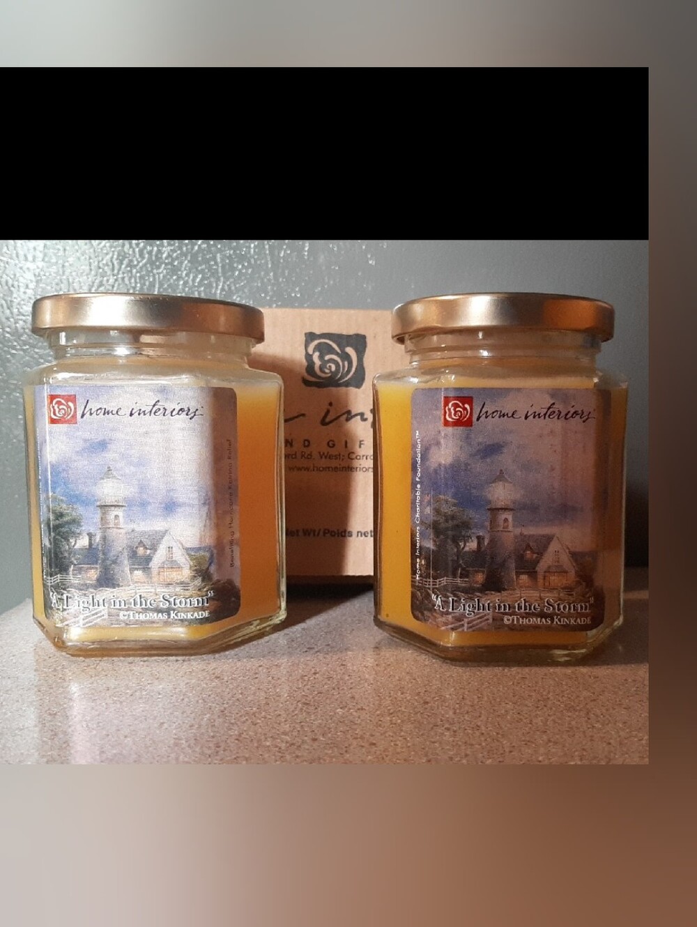 2 Vintage Candles from Home Interior "A Light in the Storm"